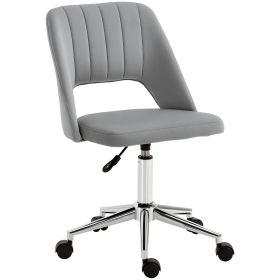 Mid Back Office Chair Velvet Fabric Swivel Scallop Shape Computer Desk Chair, Grey