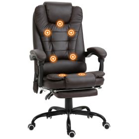 7-Point Vibrating Massage Chair, Reclining Office Chair with Footrest, Reclining Back, Adjustable Height, Brown
