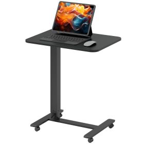 Pneumatic Standing Desk Adjustable Height, Mobile Stand Up Desk with Wheels, 43 Inch Portable Rolling Table, Black