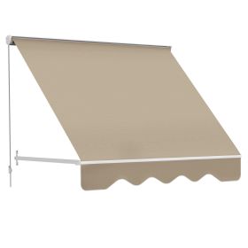 6' Cream Drop Arm Manual Retractable Patio Awning - UV & Sun Protection Window Sunshade With Hardware (Option: Cream)
