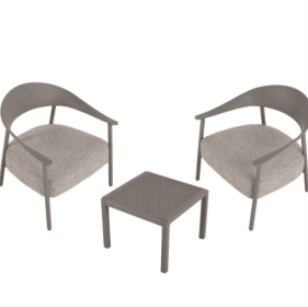 Modern 2 Piece Accent Chair Set With Coffee Table  Apricot Brown PP  Steel Frame Sofa Set, Soft Cushioned Seating For Living Room, Lounge, Balcon (Option: Warm Grey)