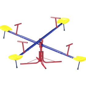 4 Seat Kids Seesaw Spinning Teeter Totter With 360  Rotation, Outdoor Playground Equipment, 88 Lbs, For 3-8 Years Old, Multicolor (Option: Multicolor)